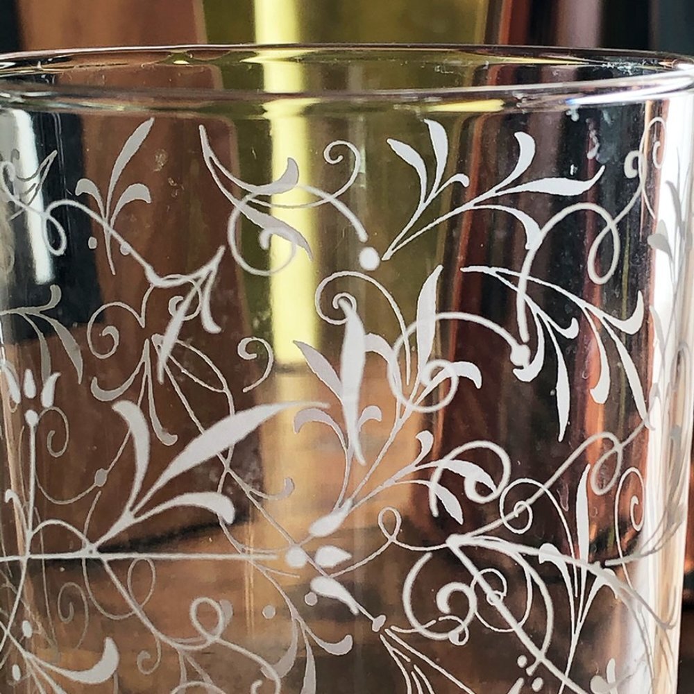 6 Etched Juice / Water Glasses - Picture 2 of 6